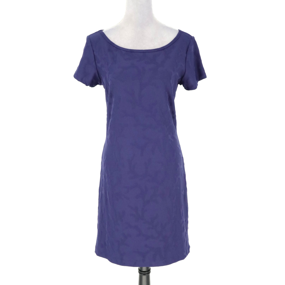 J McLaughlin Dress Womens Medium Blue Floral Texture Stretch Knit Resort Career